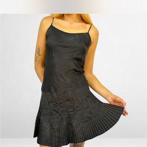 Silk Black Pleated Dress Vintage from Japan